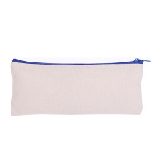 Wholesale blank plain white cotton canvas pencil case with plastic zipper